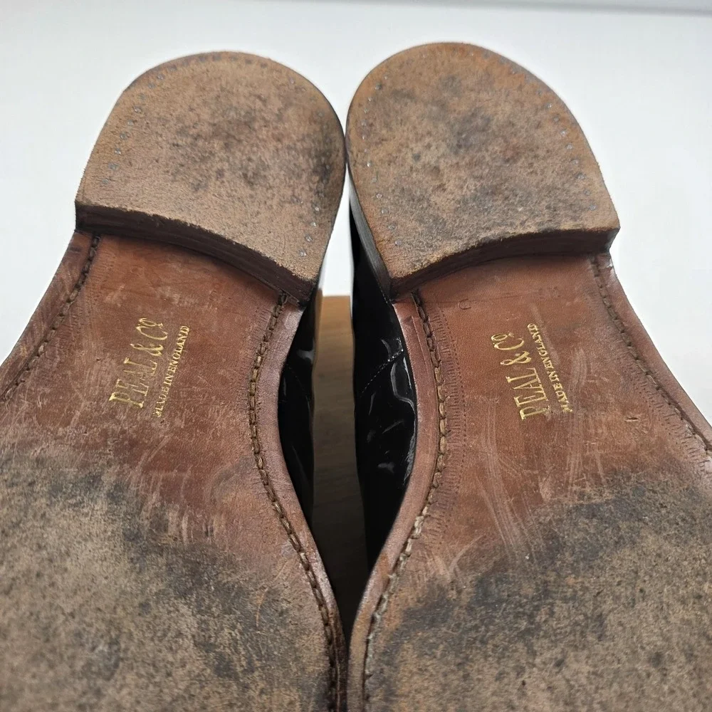 Brooks Brothers Peal & Co Shoes Mens Size 11.5 D Black Patent Oxford Dress